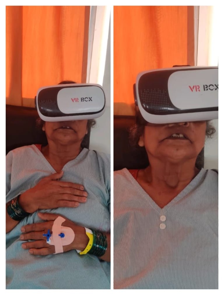A patient using a VR headset during a session.
